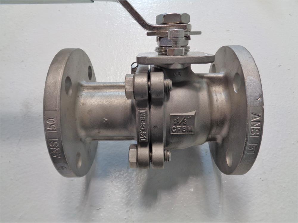 Inline 1-1/2" 150# CF8M 2-Piece Ball Valve